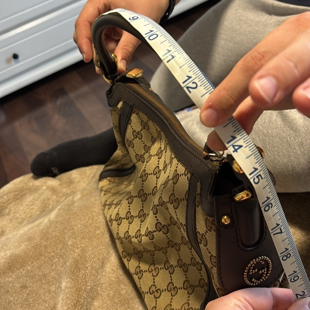 Gucci Monogram Beige and Brown Shoulder Bag - Picture 10 of 13